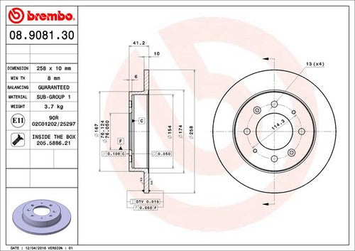 Brembo 08908130C02  BRAKE ROTORS
