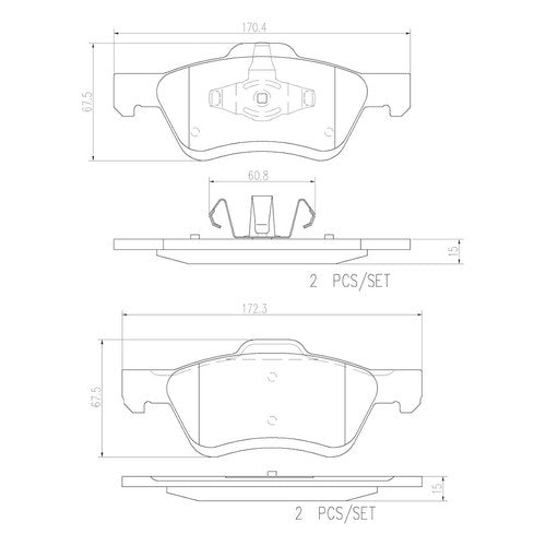 Brembo Front Ceramic Brake Pads Fits 2005-2012 Ford Escape 4 Pc Brakes P24159N