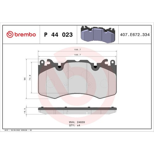 Brembo Front Low Metallic Brake Pad Fits 2010-2025 Land Rover Range Rover P44023