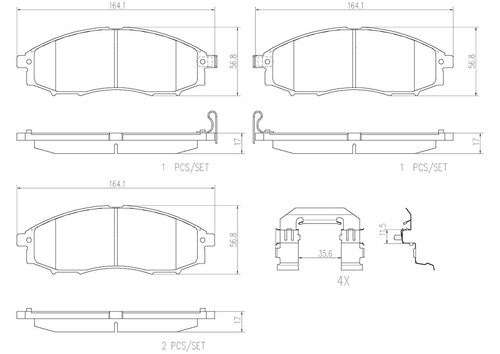 Brembo Front Ceramic Brake Pads Fits 2000-2004 Nissan Xterra 4 Pc Brakes P56049N