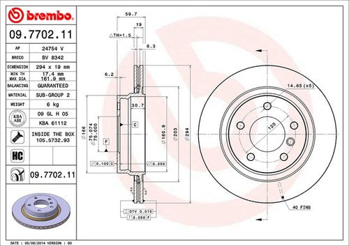 Brembo 09770211C02  BRAKE ROTORS