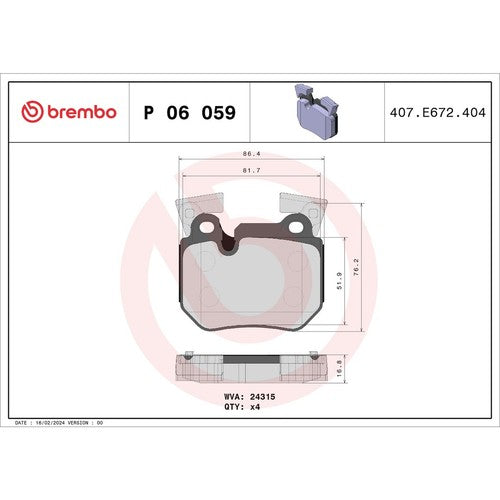 Brembo Rear Low-Metallic Brake Pads Fits 2008-2013 BMW 135i Brake Pads P06059