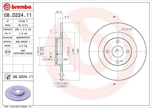 Brembo 08D22411C02  BRAKE ROTORS