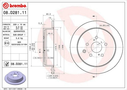 Brembo 08D28111C02  BRAKE ROTORS