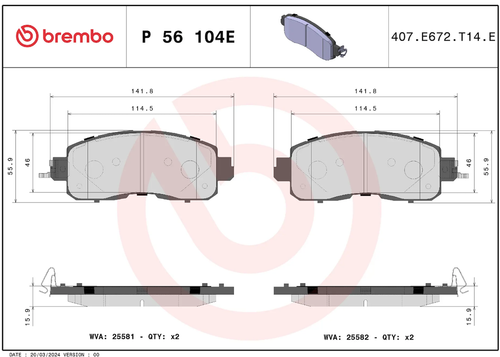 Brembo P56104 PRIME LINE BRAKE PADS
