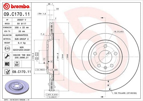 Brembo 09C17011C02  BRAKE ROTORS
