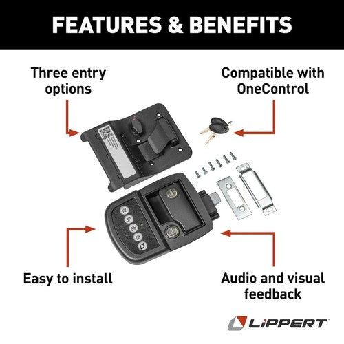 Lippert Components 2022114114 Entry Door Handle For RV Travel Trailer Door