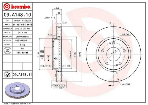 Brembo 09A14811C02  BRAKE ROTORS