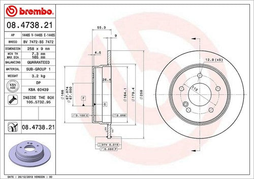 Brembo 08473821C02  BRAKE ROTORS