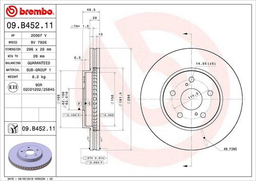 Brembo 09B45211C02  BRAKE ROTORS