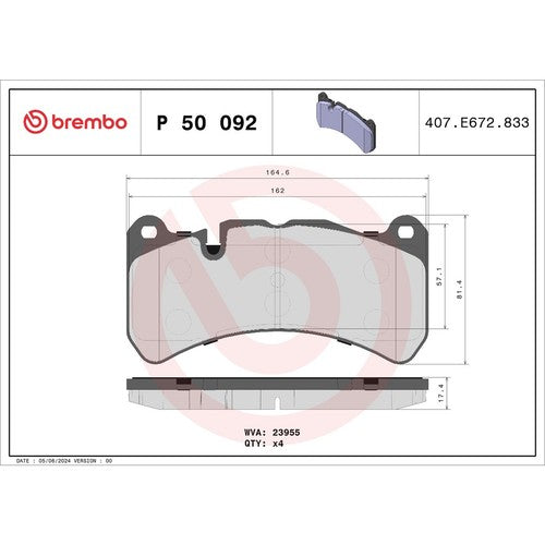 Brembo Front Low Metallic Brake Pads Fits 2005-2010 Mercedes SLK55 AMG P50092