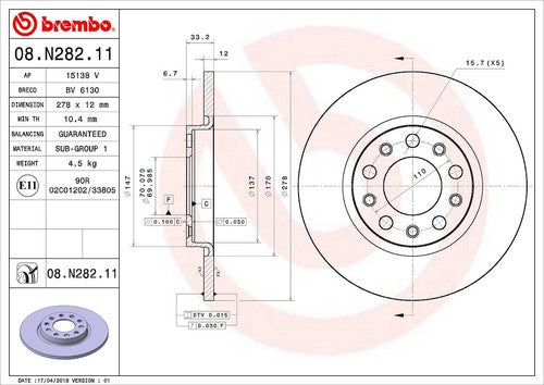 Brembo 08N28211C02  BRAKE ROTORS