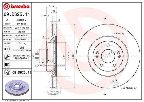 Brembo 09D62511C02  BRAKE ROTORS