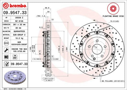 Brembo 09954733C02  BRAKE ROTORS
