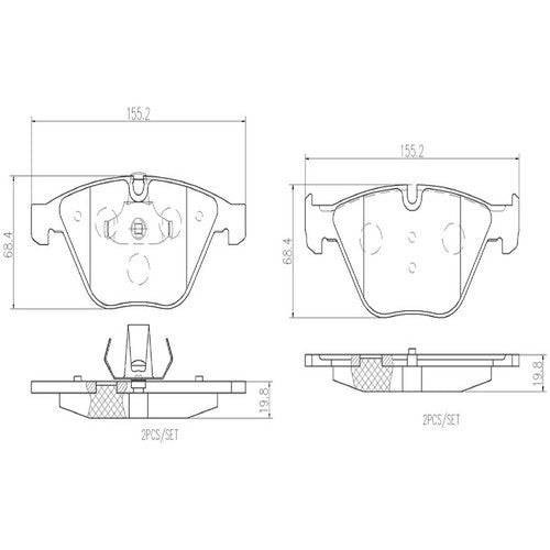 Brembo Front Ceramic Brake Pads Fits 2008-2010 BMW 535i Brake Pads P06054N