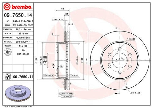 Brembo 09765011C02  BRAKE ROTORS