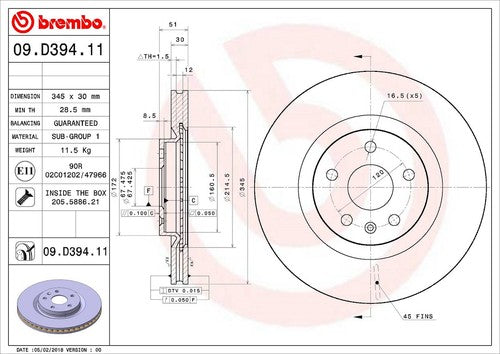 Brembo 09D39411C02  BRAKE ROTORS