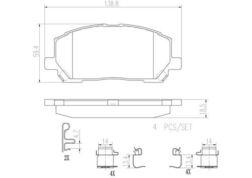 Brembo Front Ceramic Brake Pads Fits 2001-2007 Toyota Highlander 4 Piece P83078N