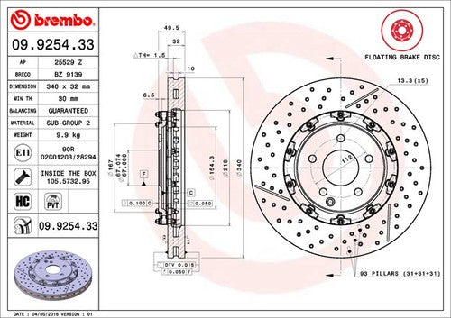 Brembo 09925433C02  BRAKE ROTORS
