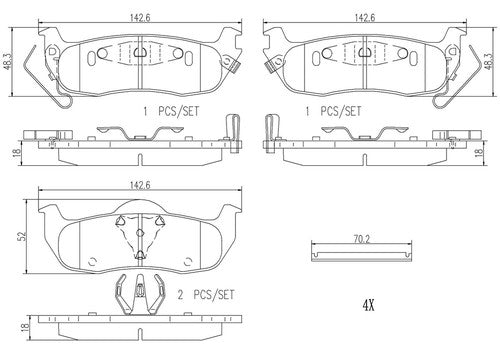 Brembo Rear Ceramic Brake Pads Fits 2005-2015 Nissan Armada 4 Pc Brakes P56074N
