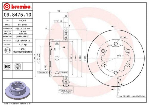 Brembo 09847510C02  BRAKE ROTORS