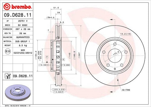 Brembo 09D62811C02  BRAKE ROTORS
