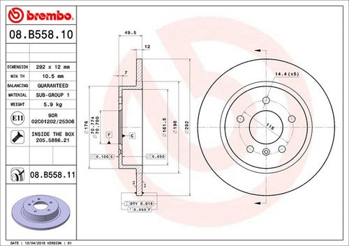 Brembo 08B55811C02  BRAKE ROTORS