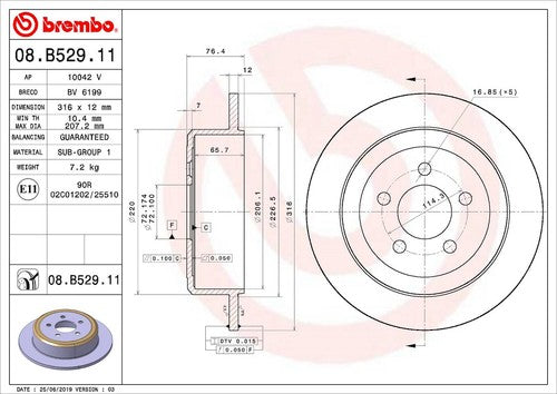 Brembo 08B52911C02  BRAKE ROTORS