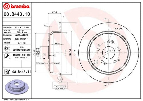Brembo 08B44311C02  BRAKE ROTORS