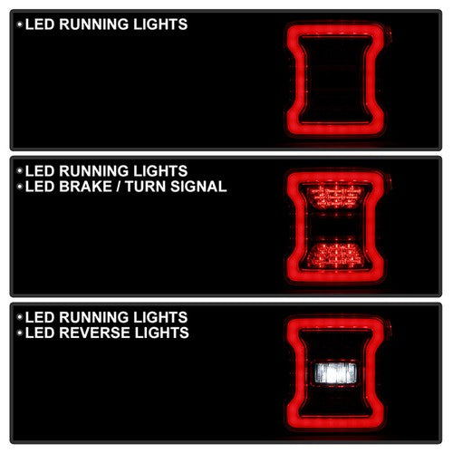 Xtune 9052040 Tail Light Assembly Black Housing Red LED Brake Light Single