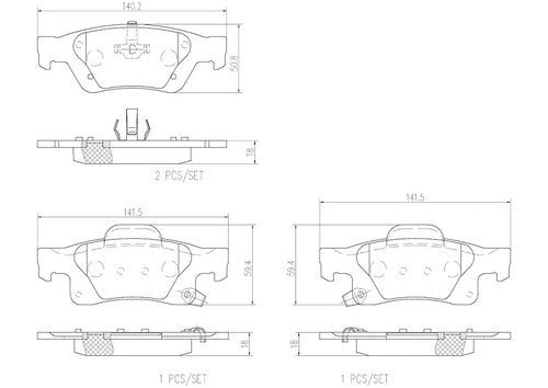 Brembo Rear Ceramic Brake Pads Fits 2011-2021 Jeep Grand Cherokee 4 Pc P37016N