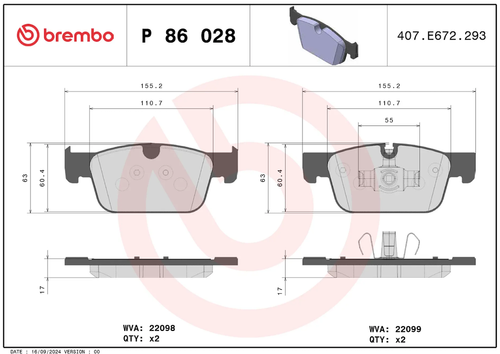 Brembo P86028 PRIME LINE BRAKE PADS