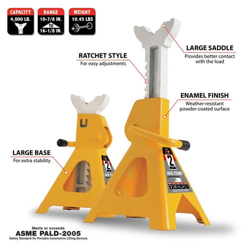 Performance Tool W41021 Jack Stand  2 Ton 10-3/4"Min Ht - 16-3/4"Max Ht  Qty 2