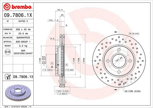 Brembo 0978061XC02 Xtra BRAKE ROTORS