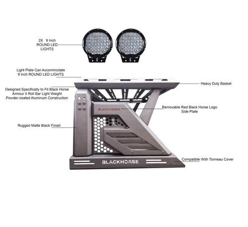 Black Horse Offroad AR2-09BA3-PL69B Armour II ROLLBAR