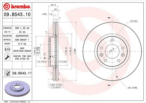 Brembo 09B54311C02  BRAKE ROTORS