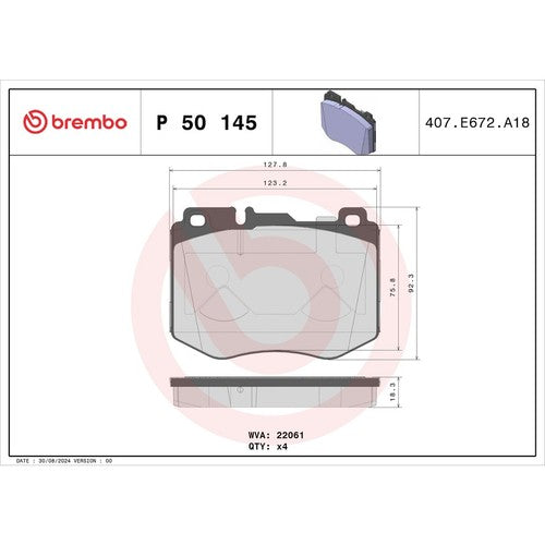 Brembo Front Low Metallic Brake Pads Fits 2017-2019 Mercedes-Benz GLC300 P50145