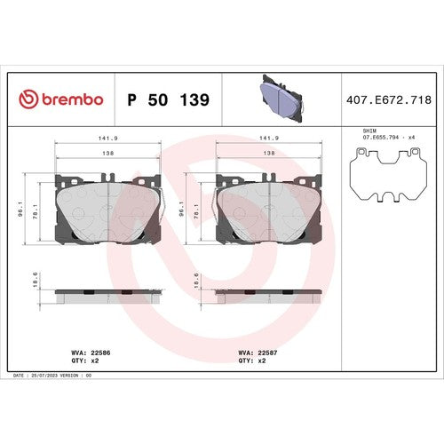 Brembo Front Low Metallic Brake Pads Fits 2019-2022 Mercedes-Benz E450 P50139