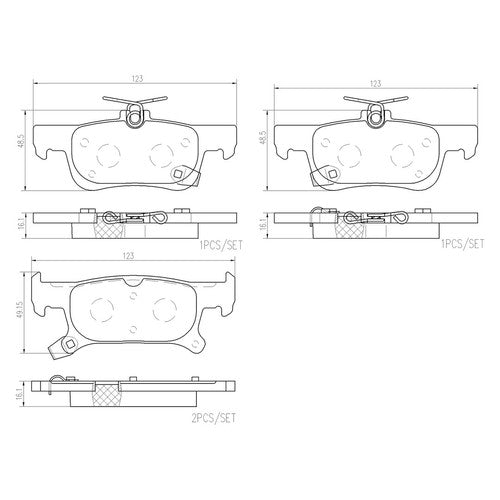 Brembo Rear Ceramic Brake Pads Fits 2017-2018 Buick Envision Brake Pads P07011N