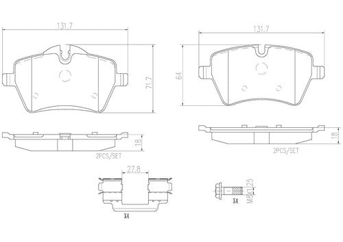 Brembo Front Ceramic Brake Pads Mini Cooper 2012-2015 Brake PadsP06051N