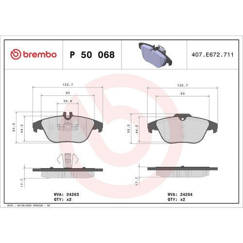 Brembo Rear Low Metallic Brake Pads Fits 2008-2014 Mercedes C300 4 Pc P50068