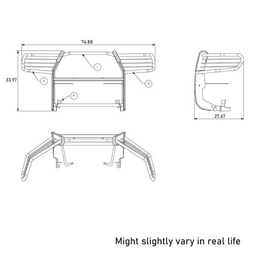Black Horse Offroad 17A096402MA Modular Black Powder Coated Grille Guard