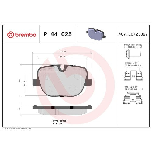 Brembo Rear Low Metallic Brake Pads Fits 2010-2012 Land Rover Range Rover P44025