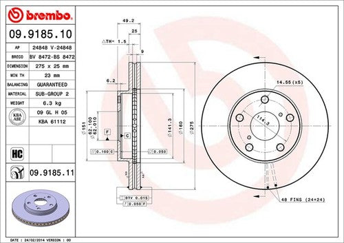 Brembo 09918511C02  BRAKE ROTORS