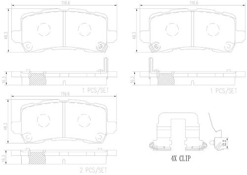 Brembo Rear Ceramic Brake Pads Fits 2018 2019 2020 Honda Odyssey 4 Pc P28091N