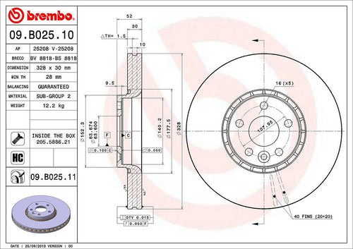 Brembo 09B02511C02  BRAKE ROTORS