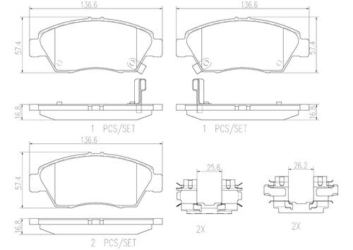 Brembo Front Ceramic Brake Pads Fits 2003-2015 Honda Civic 4 Pc Brakes P28023N