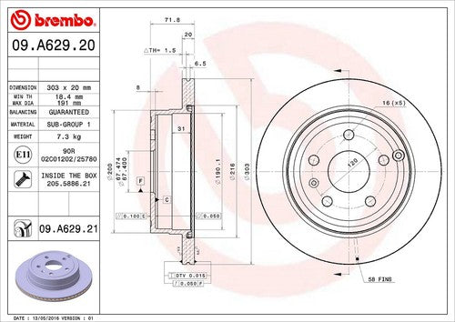 Brembo 09A62921C02  BRAKE ROTORS