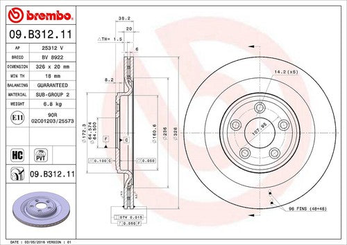 Brembo 09B31211C02  BRAKE ROTORS