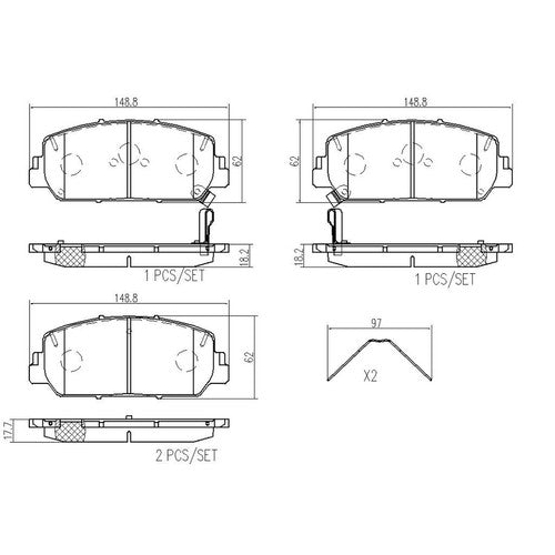 Brembo Front Ceramic Brake Pads Fits 2016 2017 Honda Accord 4 Pc Brakes P28096N